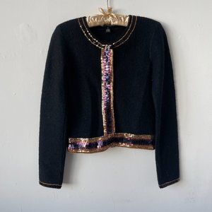 Club Monaco Boiled Wool Sequin Cardigan
